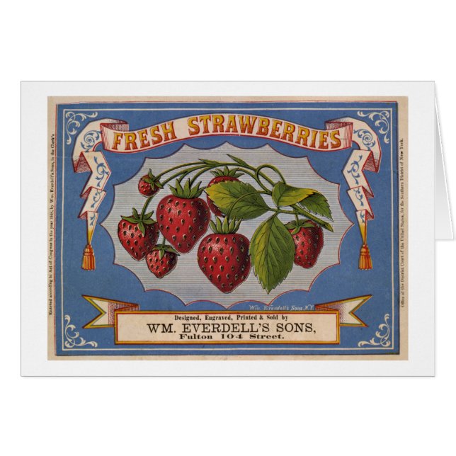 Vintage Anzeige für frische Erdbeeren circa 1868 (Vorderseite (Horizontal))