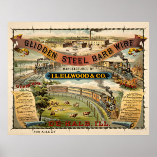 Vintage Anzeige für Glidden Steel Barb Wire Poster