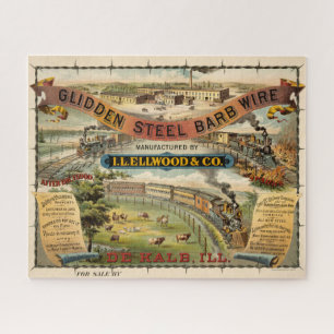 Vintage-Anzeige für Glidden Steel Barb Wire Puzzle