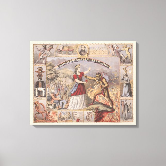 Vintage-Anzeige für Wolcotts sofortigen Schmerzver Leinwanddruck (Vorderseite)