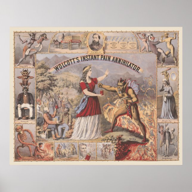 Vintage-Anzeige für Wolcotts sofortigen Schmerzver Poster (Vorne)