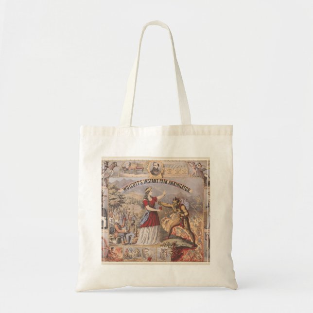 Vintage-Anzeige für Wolcotts sofortigen Schmerzver Tragetasche (Vorne)