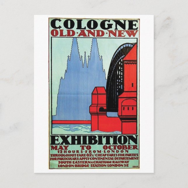 Vintage Anzeigen-Plakat-Postkarte Postkarte (Vorderseite)