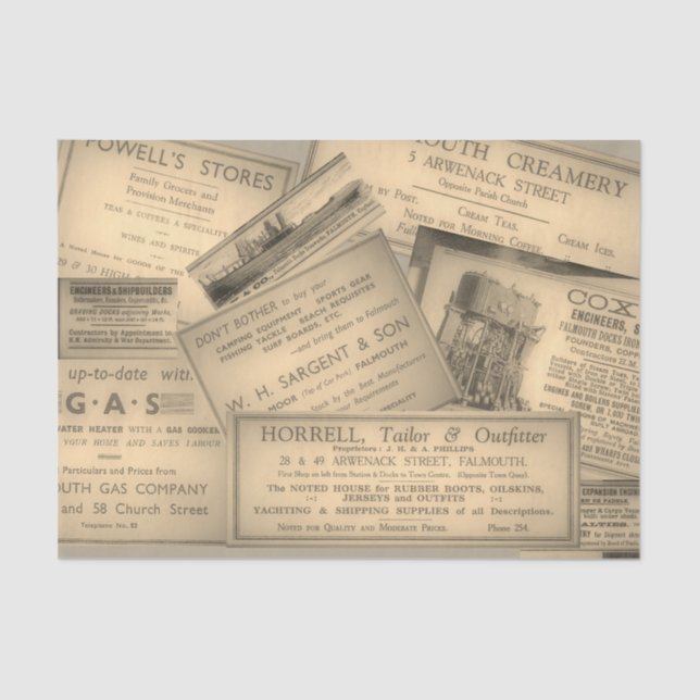 Vintage Anzeigen Seidenpapier (Vorderseite)