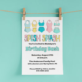 Vintage Anzüge Badewanne Badehose Schwimmbad Party Einladung