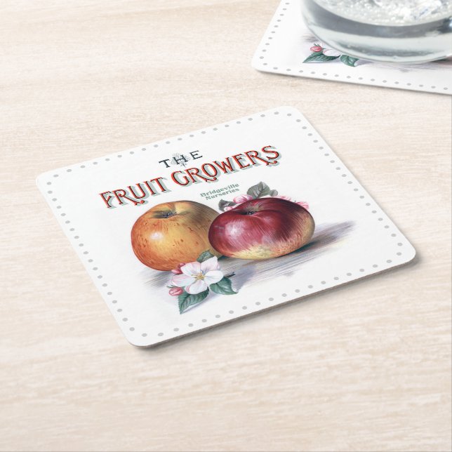 Vintage Äpfel mit Blume Die Obstbauern Rechteckiger Pappuntersetzer (angewinkelt)