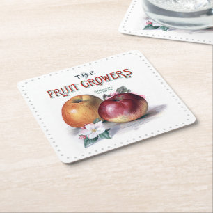 Vintage-Äpfel mit Blumen Die Obstbauern Rechteckiger Pappuntersetzer