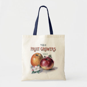 Vintage-Äpfel mit Blumen Die Obstbauern Tragetasche