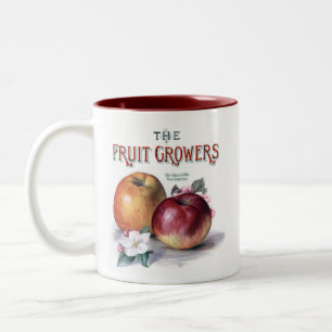 Vintage-Äpfel mit Blumen Die Obstbauern Zweifarbige Tasse