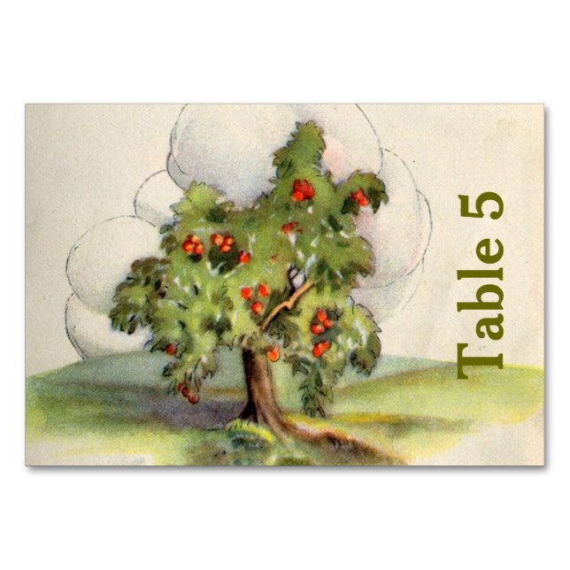 Vintage Apfelbaum Tischnummer (Vorderseite)