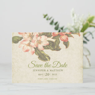 Vintage Apfelblüten-Hochzeit Save the Date Karte