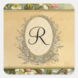 Vintage Apfelblüten-Typografie mit Teeflecken Quadratischer Aufkleber