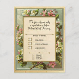 Vintage Apfelblüten-Typografie mit Teeflecken RSVP Karte