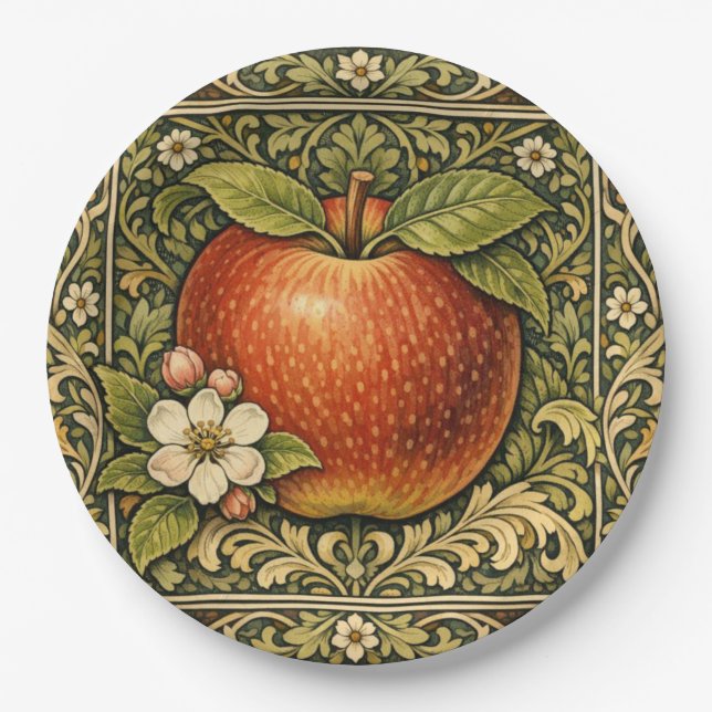 Vintage Apfelmalerei  Pappteller (Vorderseite)