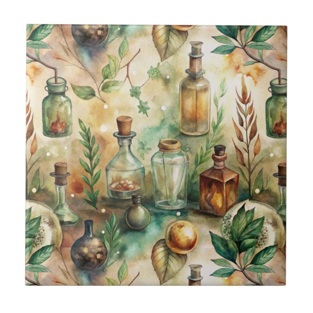 Vintage Apothekarflaschen Muster (2) Fliese (Vorderseite)