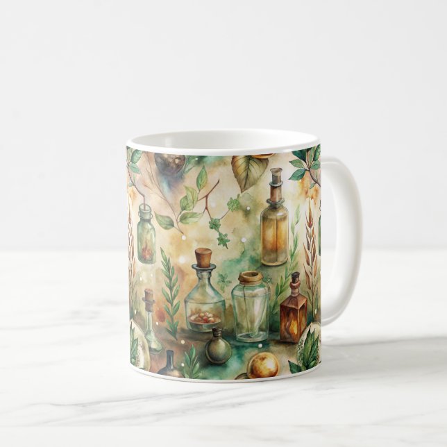 Vintage Apothekarflaschen Muster (2) Kaffeetasse (VorderseiteRechts)