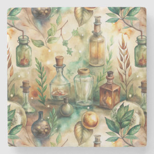Vintage Apothekarflaschen Muster (2) Steinuntersetzer