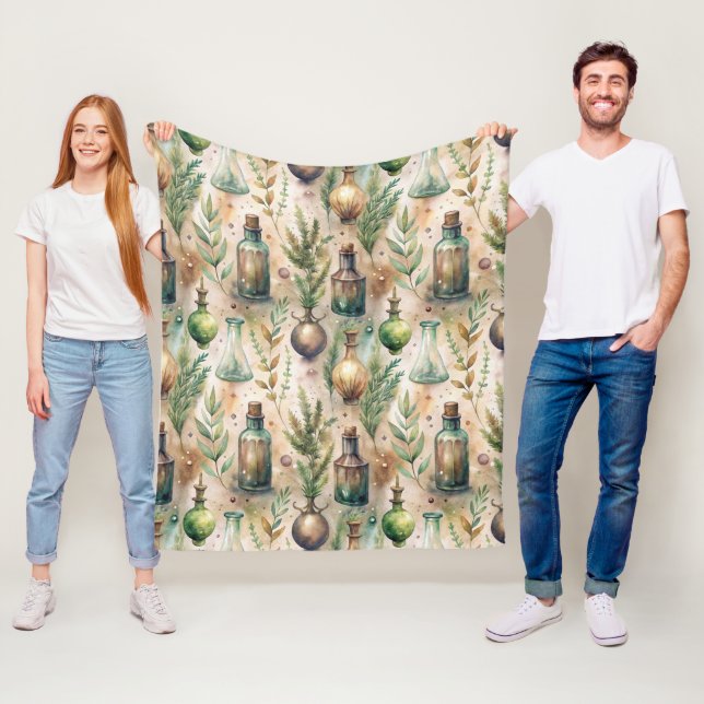 Vintage Apothekarflaschen Muster (3) Fleecedecke (Beispiel)