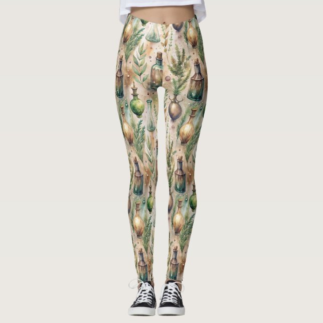 Vintage Apothekarflaschen Muster (3) Leggings (Vorderseite)