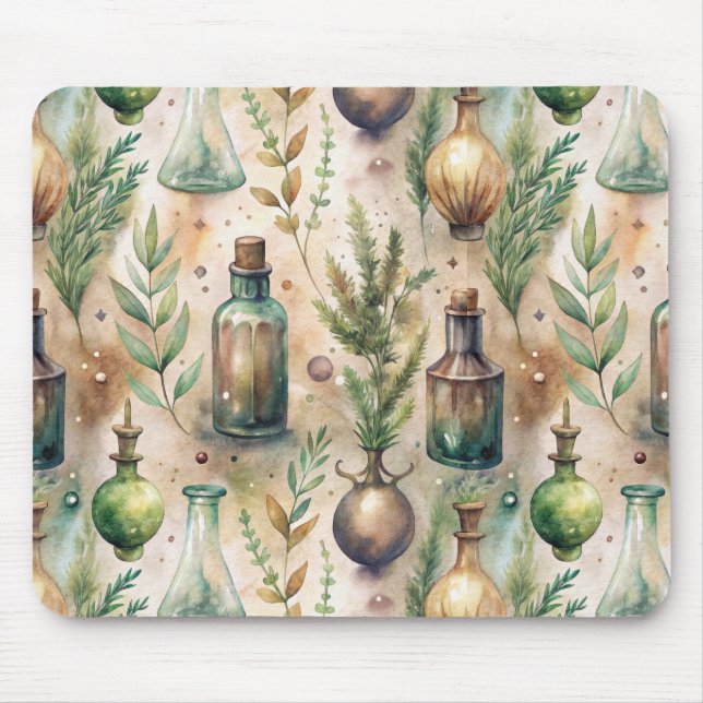 Vintage Apothekarflaschen Muster (3) Mousepad (Vorne)