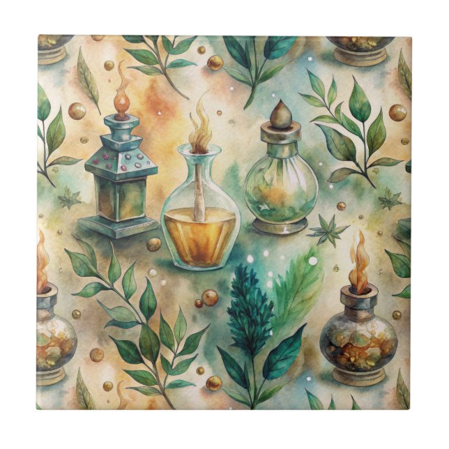 Vintage Apothekarflaschen Muster (4) Fliese (Vorderseite)