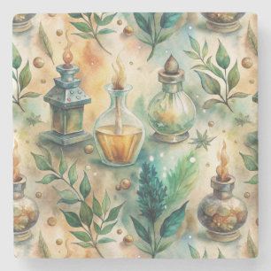 Vintage Apothekarflaschen Muster (4) Steinuntersetzer