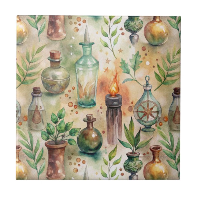 Vintage Apothekarflaschen Muster (5) Fliese (Vorderseite)