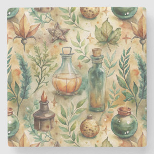 Vintage Apothekarflaschen Muster (6) Steinuntersetzer