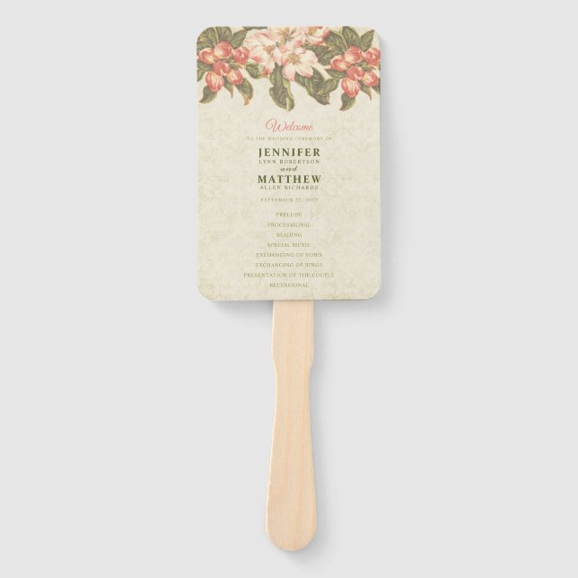 Vintage Apple-Blossom-Hochzeit Fächer (Vorderseite)