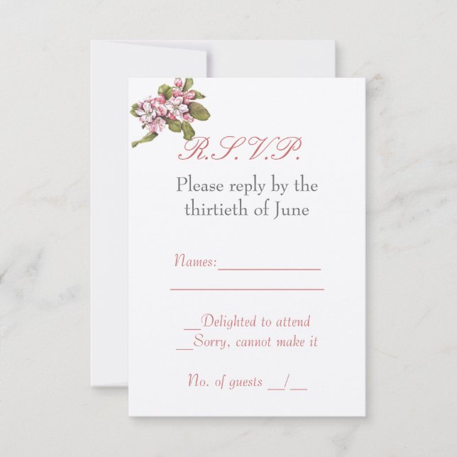 Vintage Apple Blossom RSVP-Karte RSVP Karte (Vorderseite)
