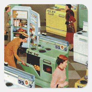 Vintage Appliance Showroom Store Business Retail Quadratischer Aufkleber