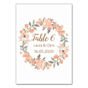 Vintage Aprikosen Blumen Hochzeit Tischnummer