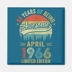Vintage April 1966 60 Jahre alt 60. Geburtstag Män Magnet