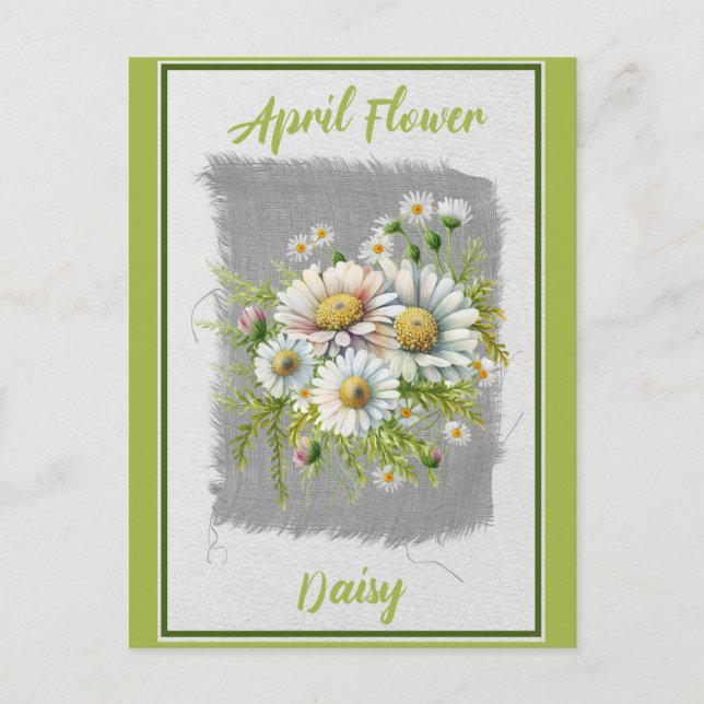Vintage April Blume Daisy Floral Postkarte (Vorderseite)