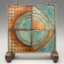 Vintage Aqua Arcs Mitte Jahrhundert Fliese