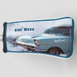 Vintage Aqua Car "Ride The Wave" Quote Ocean Beach Golf Headcover