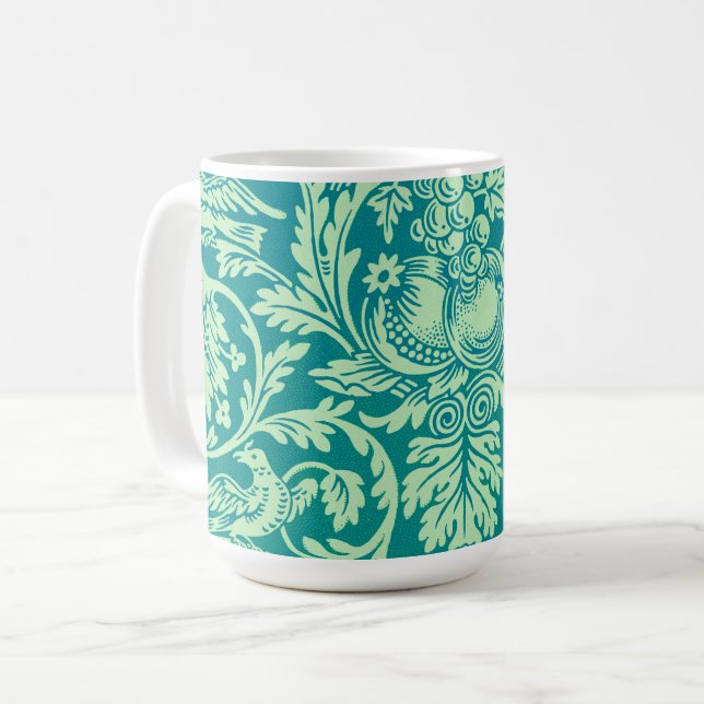 Vintage-Aqua-Muster-Kunst-Tasse Kaffeetasse (Vorderseite Links)