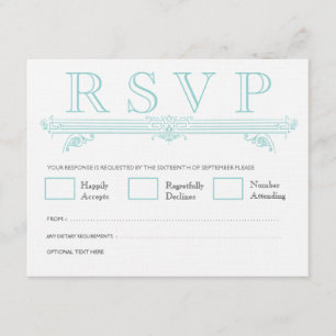 Vintage Aqua Turquoise Wedding RSVP Cards Karte