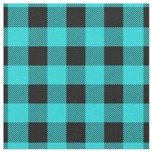 Vintage Aqua- und Schwarz-Buffalo-Karo Stoff