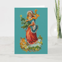 Vintage aquamarine Band-Weihnachtskarte Feiertagskarte