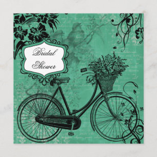 Vintage Aquamarine Bicycle Bridal Dusche Einladung