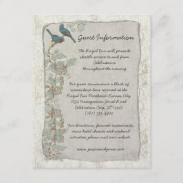 Vintage Aquamarine Birds Damask Hochzeitsinformati Begleitkarte