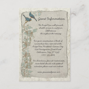 Vintage Aquamarine Birds Damask Hochzeitsinformati Begleitkarte