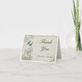 Vintage Aquamarine Birds Perchask Damask Danke Kar