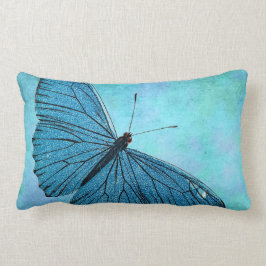 Vintage aquamarine blaue Schmetterling 1800s Lendenkissen