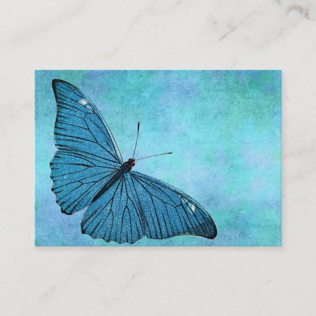 Vintage aquamarine blaue Schmetterling 1800s Visitenkarte (Vorderseite)