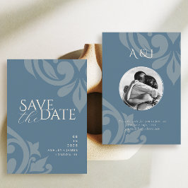 Vintage Aquamarine Damaske Elegantes Foto Hochzeit Save The Date