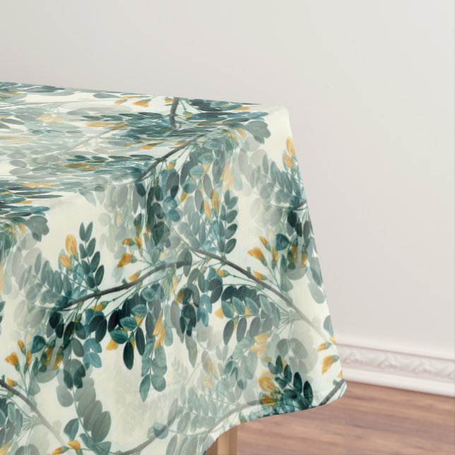 Vintage Aquamarine Foliage-Blätter Elegantes Desig Tischdecke (Beispiel)