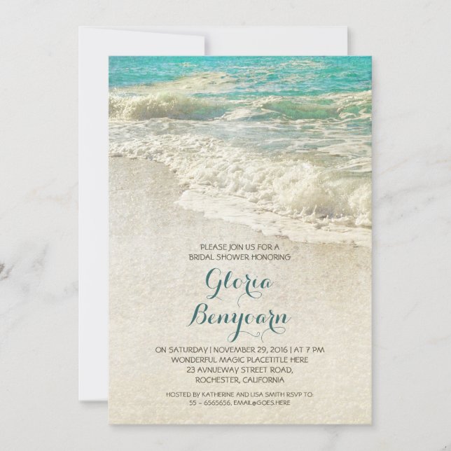 Vintage aquamarine Meeresbrücken-Dusche Einladung (Vorderseite)