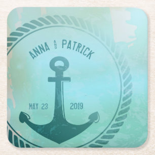 Vintage aquamarine rechteckiger pappuntersetzer